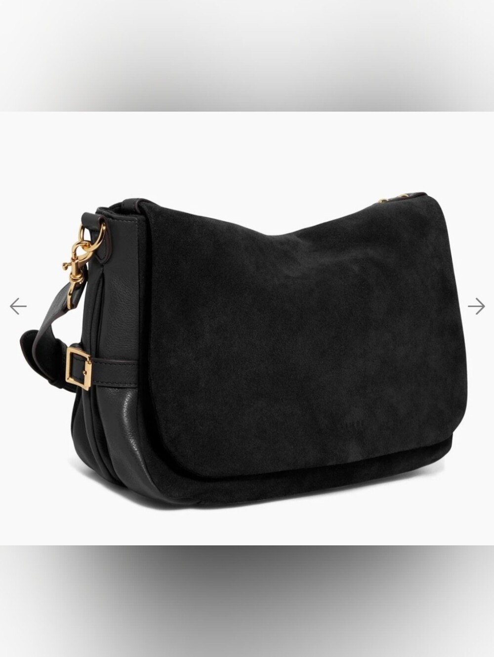 $278 Aimee Kestenberg Aimee Gramercy Genuine Suede Leather Messenger Bag Black
